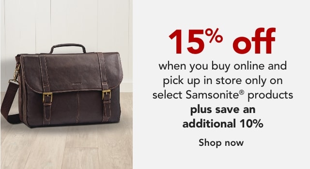 Save 10% on Samsonite Products + an additional 15% with BOPIS