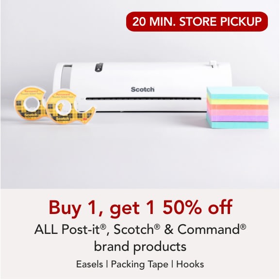 Buy one get one 50% off ALL Scotch, Post-it & Command brand products