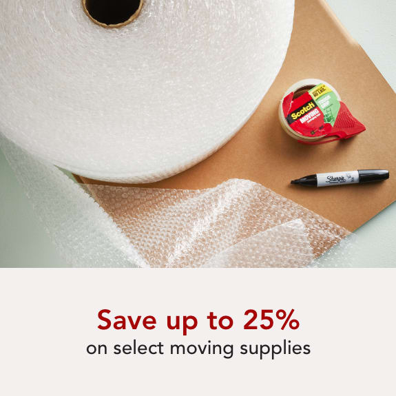 Save up to 25% off select moving supplies
