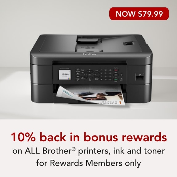 10% back in bonus rewards for members on Brother Printers and Ink & Toner