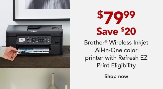 Brother® MFC-J1010DW Wireless Inkjet All-in-One Color Printer With Refresh EZ Print Eligibility