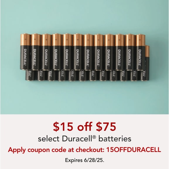 $15 off $75 select Duracell Batteries