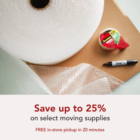 Save up to 25% on select moving supplies