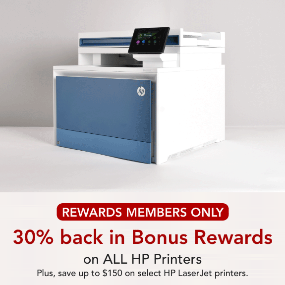 30% back in bonus rewards on ALL HP Printers