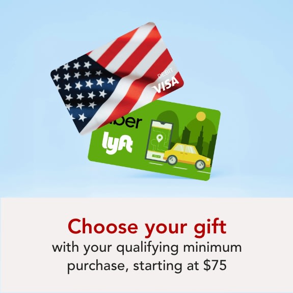 Choose your gift with your qualifying minimum purchase, starting at $75