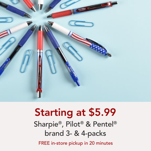 Pens starting at $5.99 - Sharpie, Pilot and Pentel brands