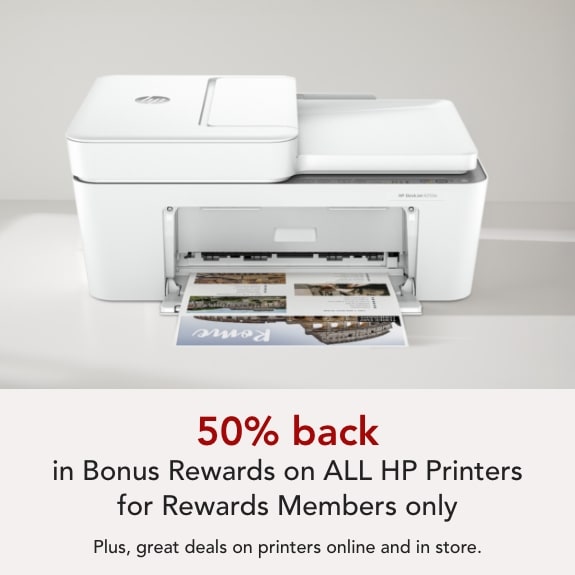 50% back in Rewards on ALL HP printers