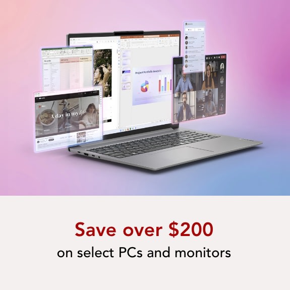 Save over $200 on select PCs and Monitors