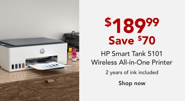 HP Smart Tank 5101 Wireless All-in-One Ink Tank Printer, Scanner, Copier with 2 years of ink included, Best for home