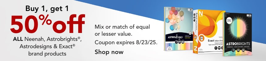 Buy 1 get 1 50% off Neenah branded products