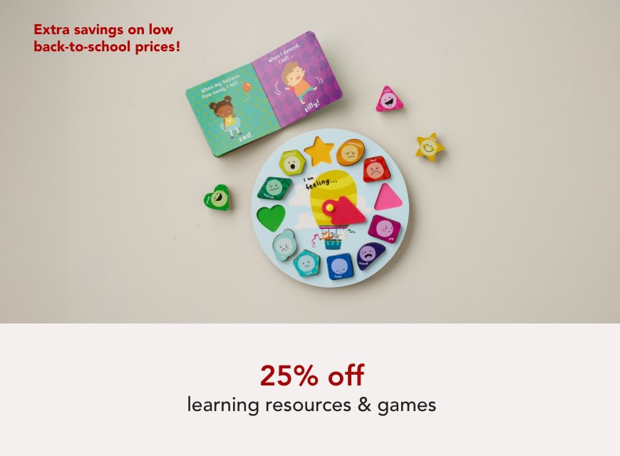 Save 25% on educational learning resources and games