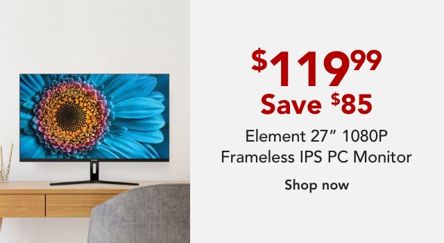 Element EM2FPAB27B 27" 1080P Frameless IPS PC Monitor