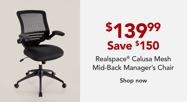 Realspace® Calusa Mesh Mid-Back Chair, Black