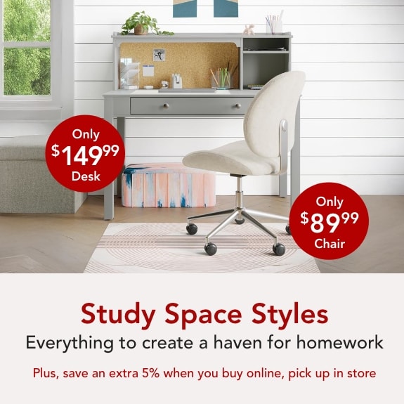 Study Space Styles. Everything to create a haven for homework.