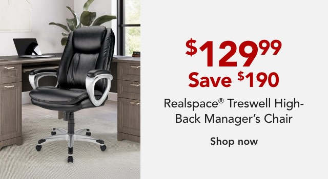 Treswell Bonded Leather High-Back Chair, Black/Silver