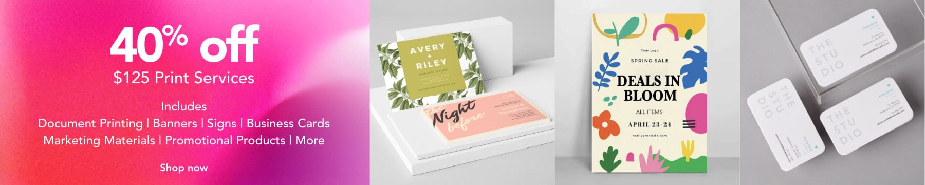 40% off $125 purchase of Print Services