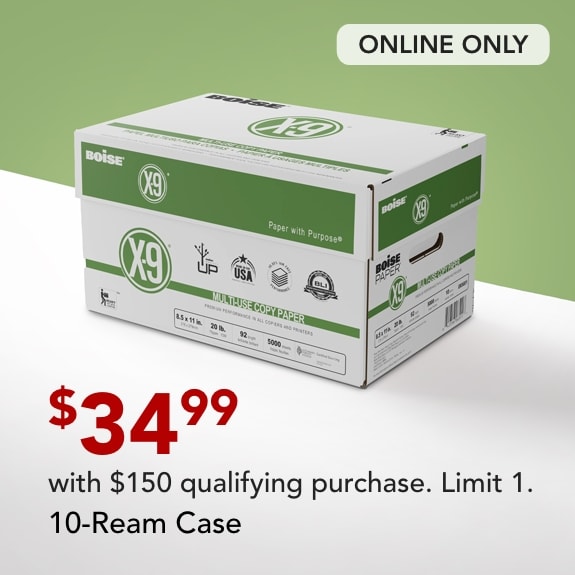 Online only-X9 for $34.99 with $100 qualifying purchase. 10-ream case.