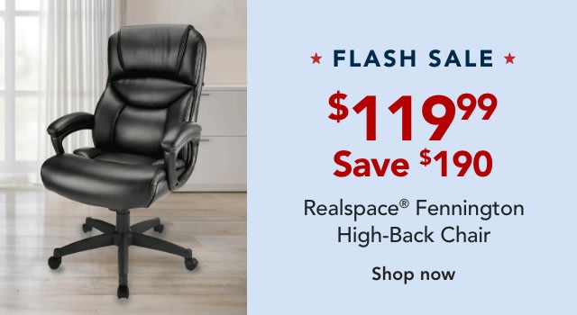 Flash Sale! Realspace® Fennington Bonded Leather High-Back Chair, Black