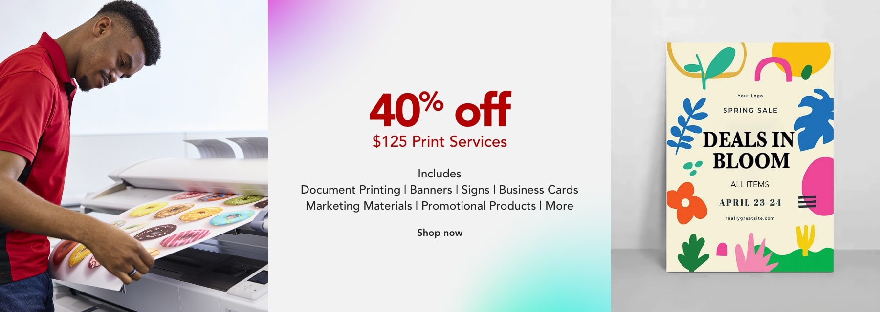 40% off $125 Print Services