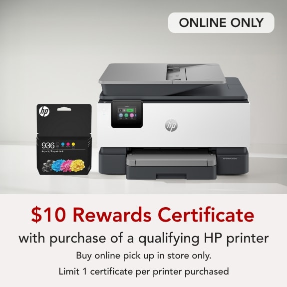 $10 rewards certificate with purchase of qualifying HP Printer