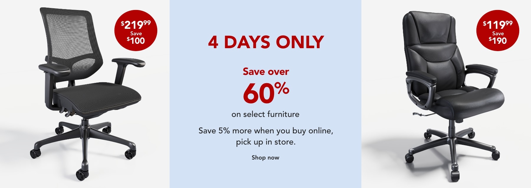 Save over 60% on select furniture