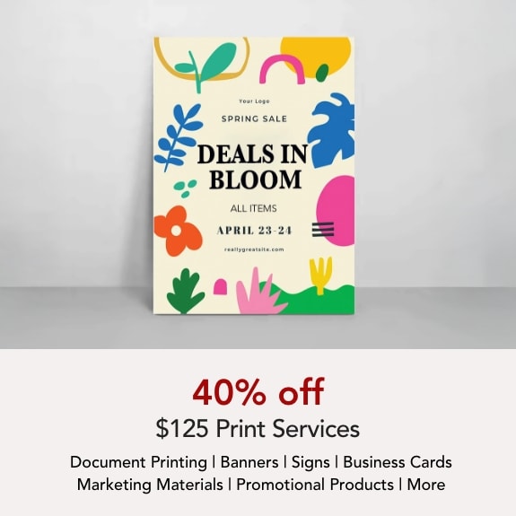 40% off $125 Purchase of Print Services