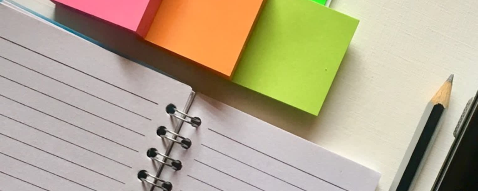 Workbook, Pencil, Post-It