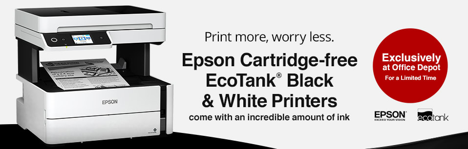 Exclusively a Office Depot Espon Ecotank Monochrome Printers