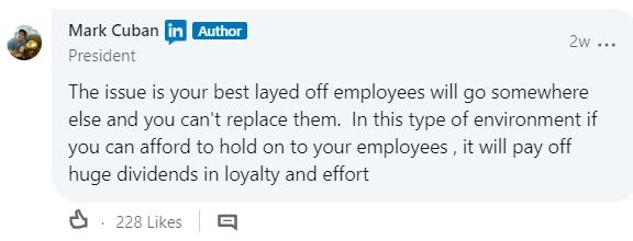 Mark Cuban Try to Avoid Layoffs