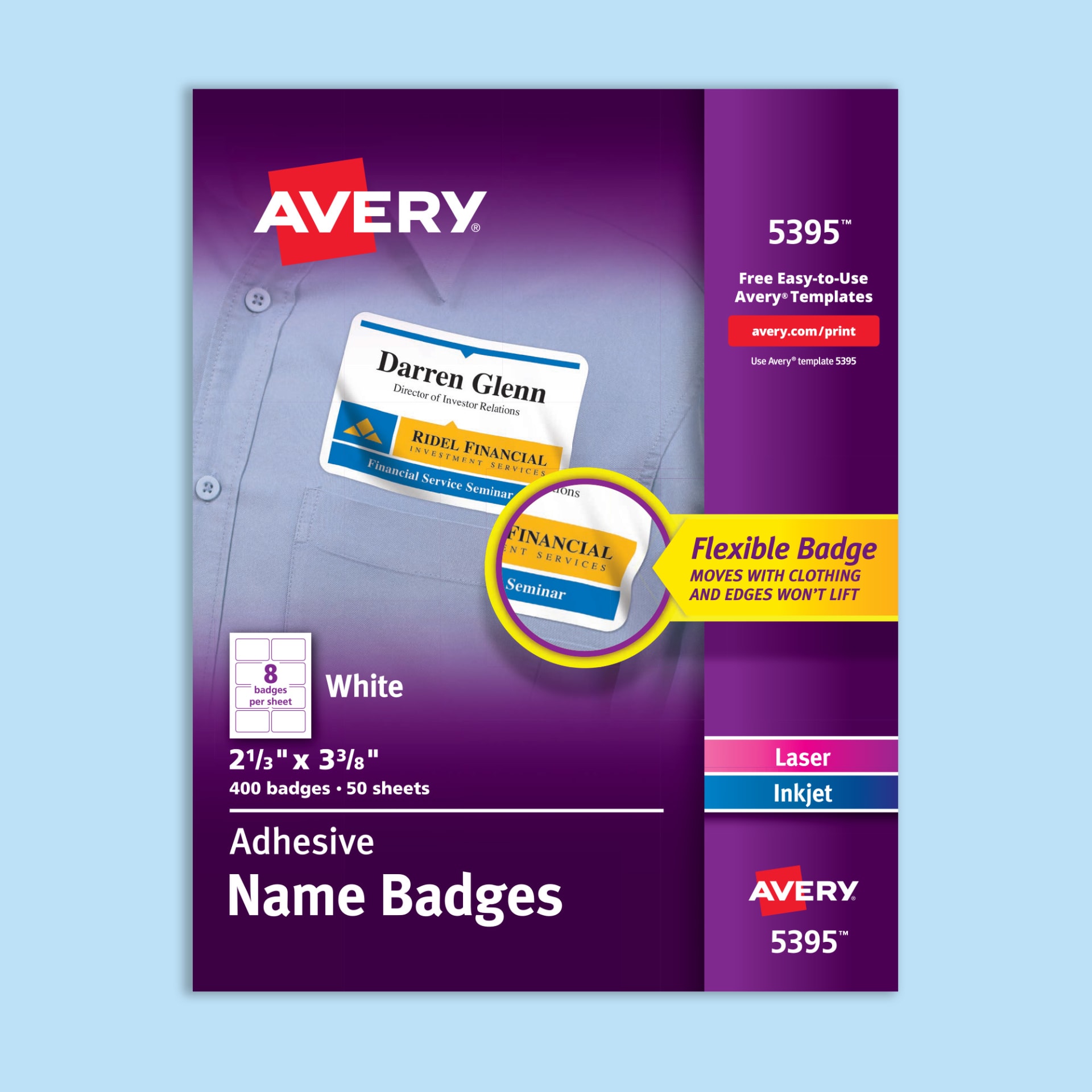 Avery Adhesive Printable Vinyl Signs - 5 inch Width x 7 inch Length - Permanent Adhesive - Rectangle - Laser - Yellow - Vinyl - 1 / Sheet - 15 Total