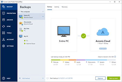 Quick backup and recovery