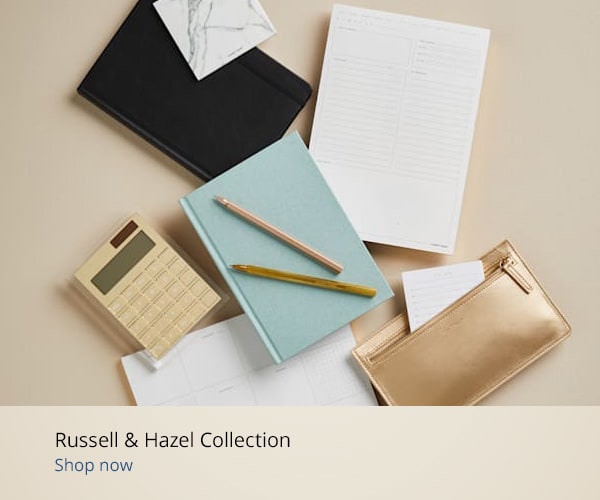 Russell & Hazel Weekly/Monthly Planner, 9-1/8 x 11-1/4, Camel/Gold