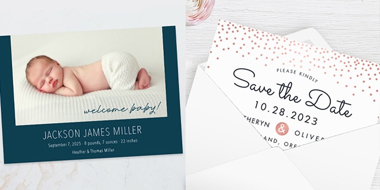 Custom Full Color Save The Date Announcements With Envelopes 7 x 5 Flirty  Date Box Of 25 Cards - Office Depot