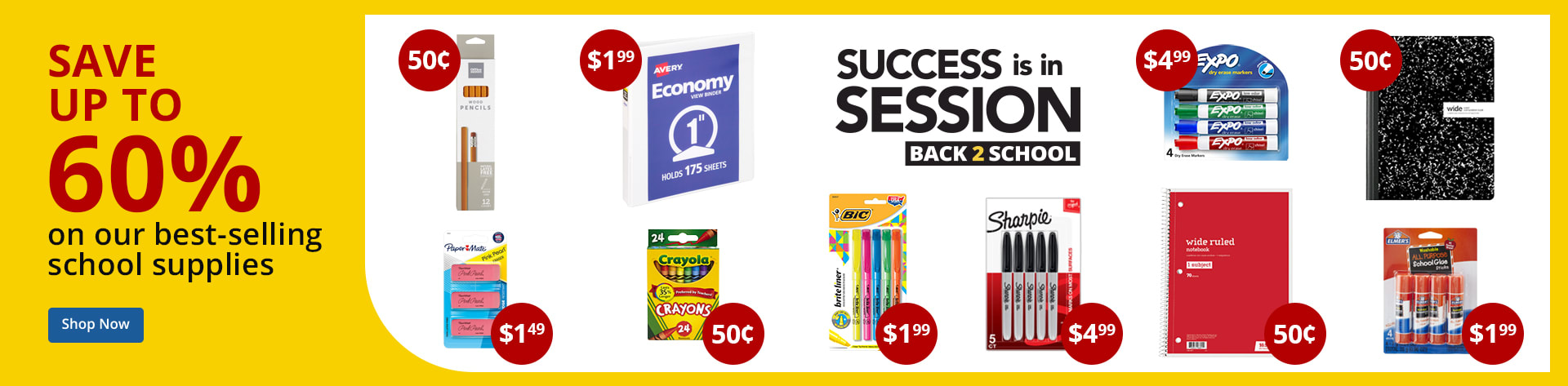 Save up to 60% on our best-selling school supplies