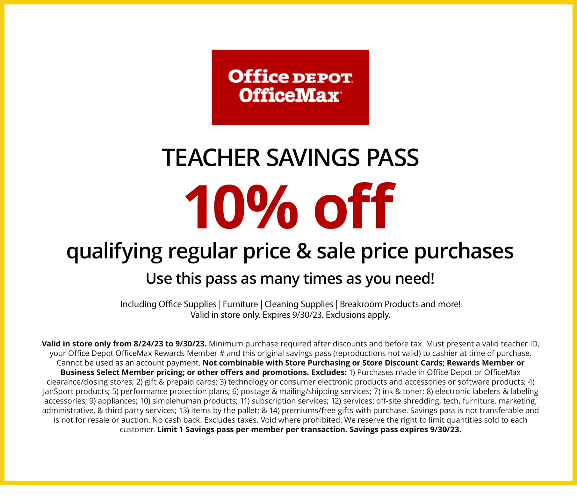 10% off on qualifying purchase.