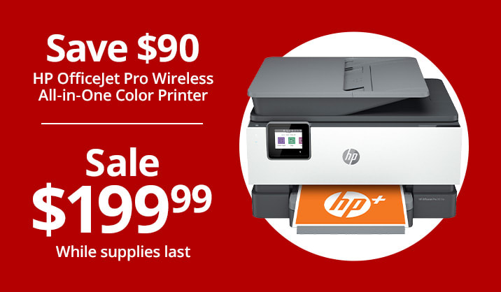 Save $90 HP OfficeJet Wireless All-in-One Color Printer