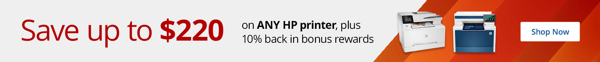 Save up to $220 on HP printers + 1-% back in rewards on any HP Printer