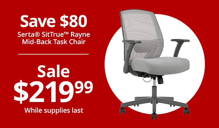 Save $80 Serta® SitTrue™ Rayne Ergonomic Mid-Back Task Chair