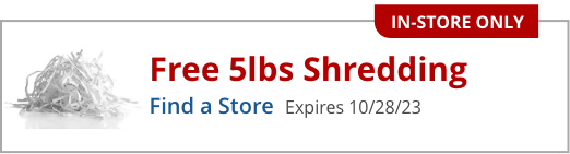 Get 5 pounds of in-store shredding free with coupon