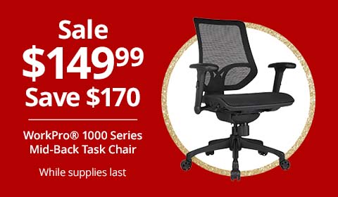 Save $170 WorkPro® 1000 Series Ergonomic Mid-Back Task Chair