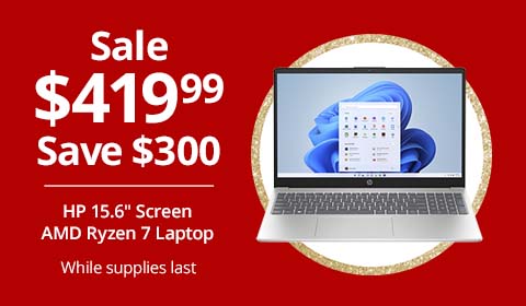Save $300 HP PC15-fc0077od Laptop, 15.6", AMD Ryzen 7, 16GB, 256GB SSD