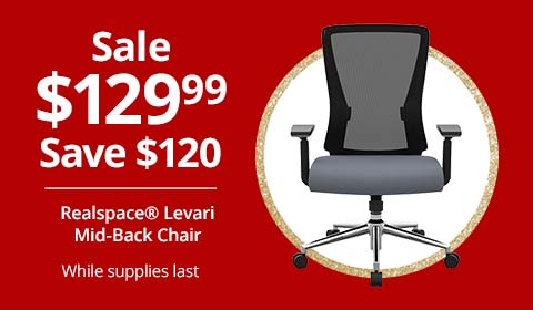 Save $120 Realspace® Levari Vegan Mid-Back Chair