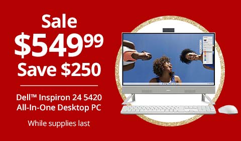 Save $250 Dell™ Inspiron 24 5420 All-In-One Desktop PC, 23.8", Intel® Core™ i3, 8GB Memory, 512GB SSD