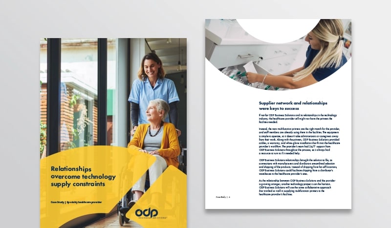 Equipping a leading healthcare provider Discover how ODP Business Solutions was able to work directly with vendors to find the right multi-function printer to replace a healthcare provider's nationwide network of printers.