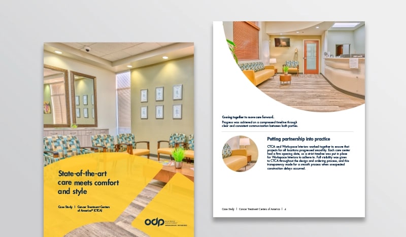 Furnishing care from the ground floor up  Find out how ODP Business Solutions® Workspace Interiors worked with Cancer Treatment Centers of America (CTCA) to furnish three new Outpatient Care Centers.
