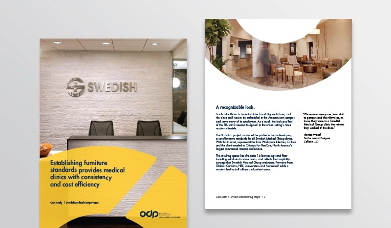 Setting new standards  Discover how ODP Business Solutions® Workspace Interiors helped this medical group establish furniture standards to provide medical clinics with consistency and cost-efficiency.