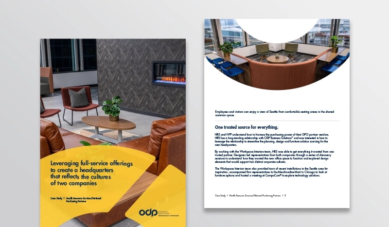 Capturing two personalities in one location  Find out how ODP Business Solutions® Workspace Interiors helped create a headquarters that reflected the cultures of the two companies.