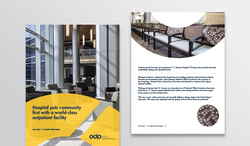  Putting community first with a world-class outpatient facility  Find out how ODP Business Solutions® Workspace Interiors helped furnish an outpatient facility with a warm, modern look and a strong commitment to the community it serves.