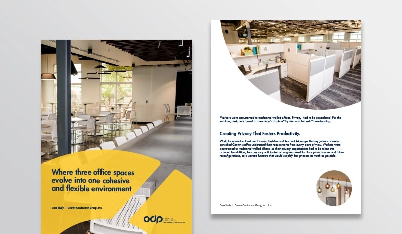 Improving efficiencies while making good impressions See how ODP Business Solutions® Workspace Interiors helped Centuri evolve three office spaces into one cohesive and flexible environment. View case study