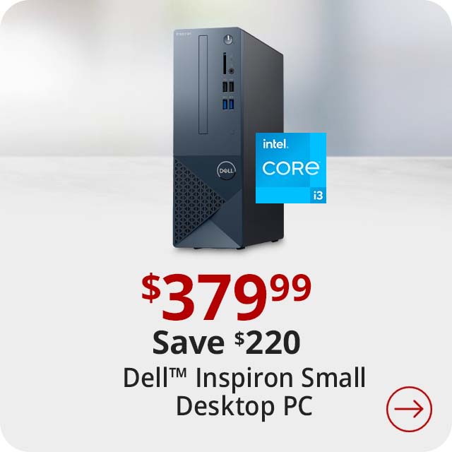 Save $220 Dell™ Inspiron 3020S Small Desktop PC, Intel® Core™ i3, 8GB Memory, 512GB Solid State Drive, Windows® 11 Home English/French/Spanish, Mist Blue